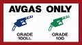 AVGAS ONLY FUEL PLACARD DECAL