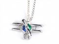 【Biplane Silver-Tone Necklace】 複葉機 シルバー&ストーン ネックレス