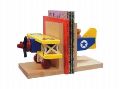【Yellow Biplane Bookends】 飛行機 木製 ブックスタンド