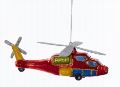 【Red Glitter Helicopter Ornament】 ヘリコプター クリスマス オーナメント