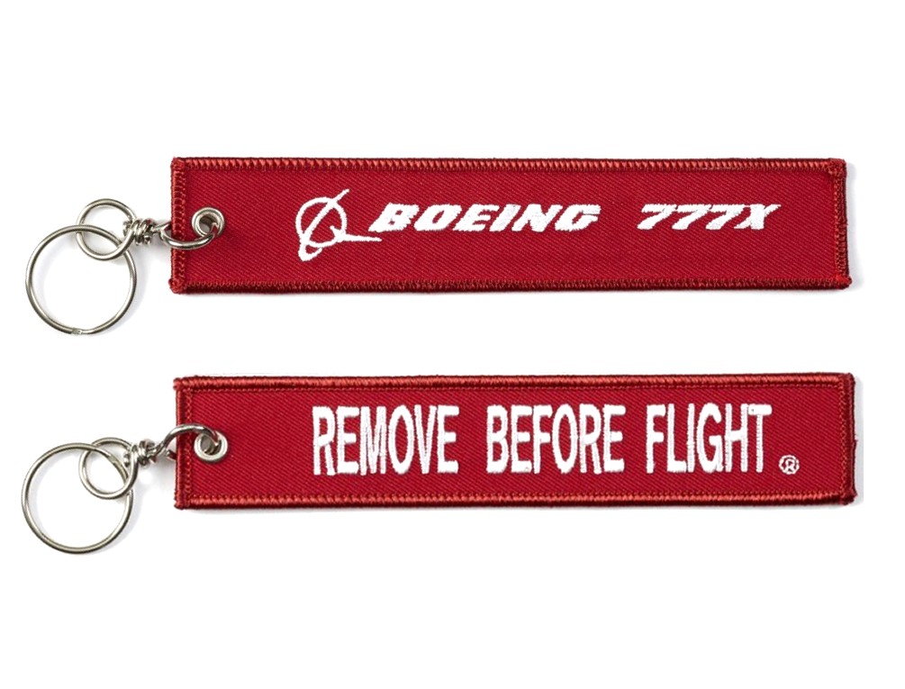【Boeing 777X Remove Before Flight Keychain】 ボーイング 刺繍 キーチェーン
