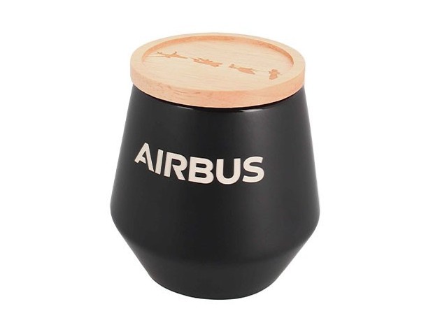 Airbus black mug エアバス ブラック マグカップ コースター 蓋付き