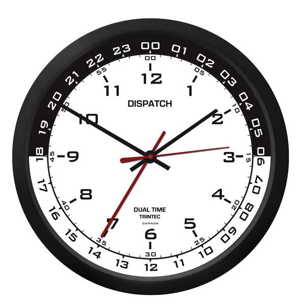 【Trintec ZULUTIME Dual Time Clock】 掛け時計 （白/黒） 10" 24時間計 DSP-03