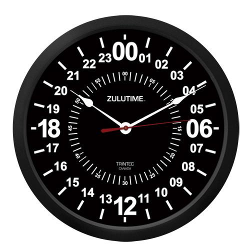 【Trintec ZULUTIME 24-Hour Clock】 掛け時計 （黒） 10" 24時間計 ZT24HR10-B