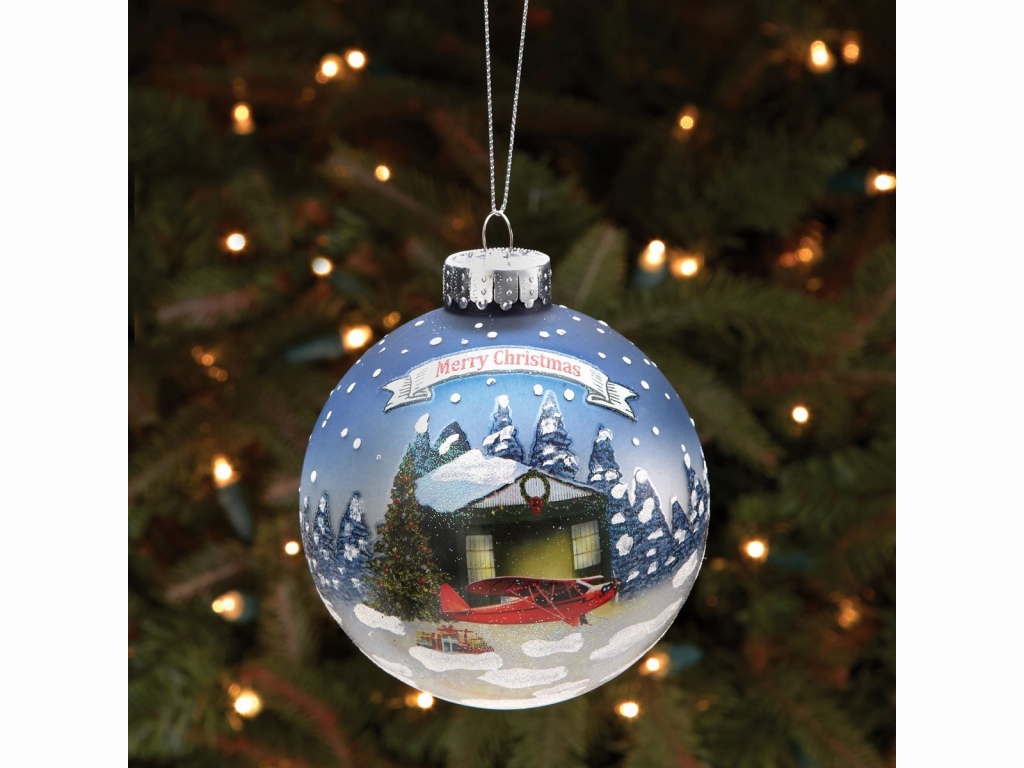 【Christmas Ball Ornament】 飛行機 オーナメントボール
