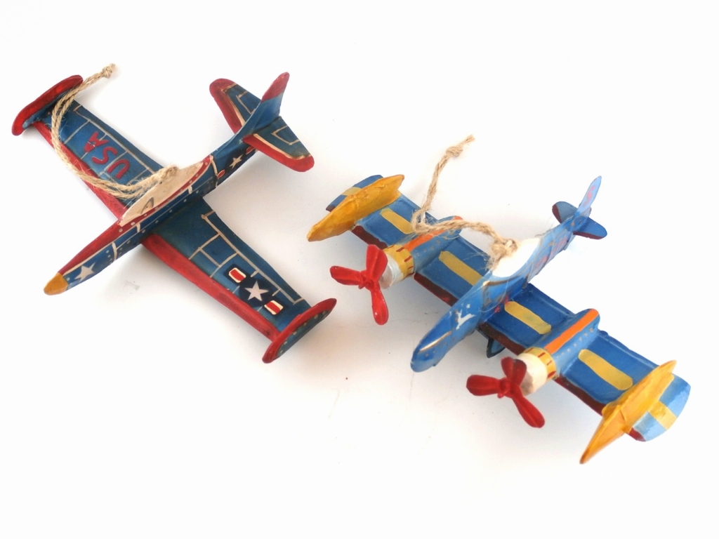 【Tin Airplane Ornaments】 ブリキ 飛行機 オーナメント 2個セット