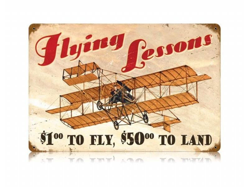 【Flying Lessons Vintage Metal Sign】 ヴィンテージ ティンサイン 看板