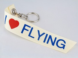 『I LOVE FLYING』　(リボンタイプ/白)　キーチェーン
