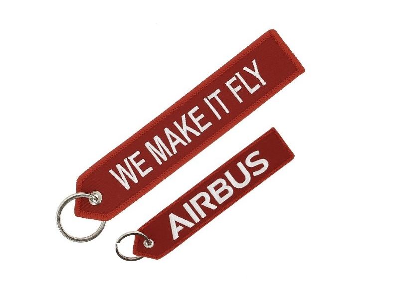 【WE MAKE IT FLY/AIRBUS】 エアバス 刺繍 キーリング （レッド）