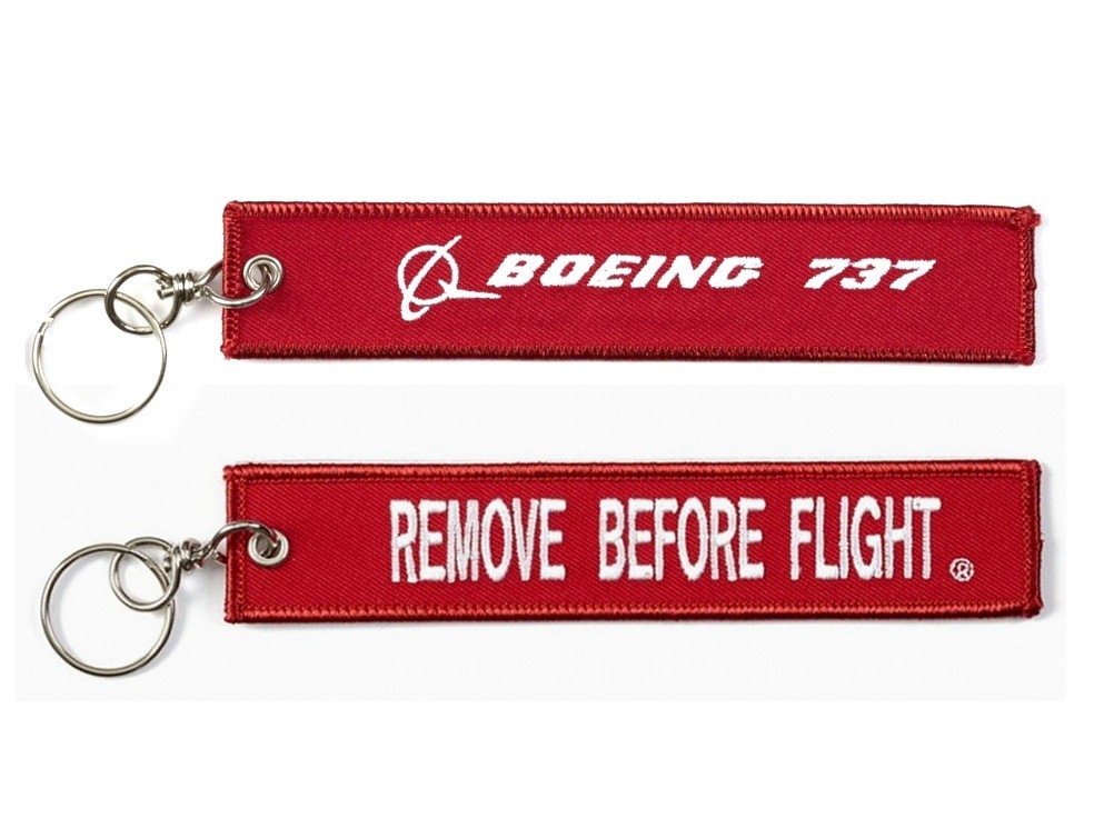 【Boeing 737 Remove Before Flight Keychain】 ボーイング 刺繍 キーチェーン
