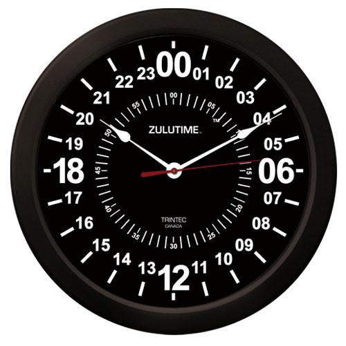 【Trintec ZULUTIME 24-Hour Clock】 掛け時計 （黒） 14" 24時間計 ZT24HR14-B