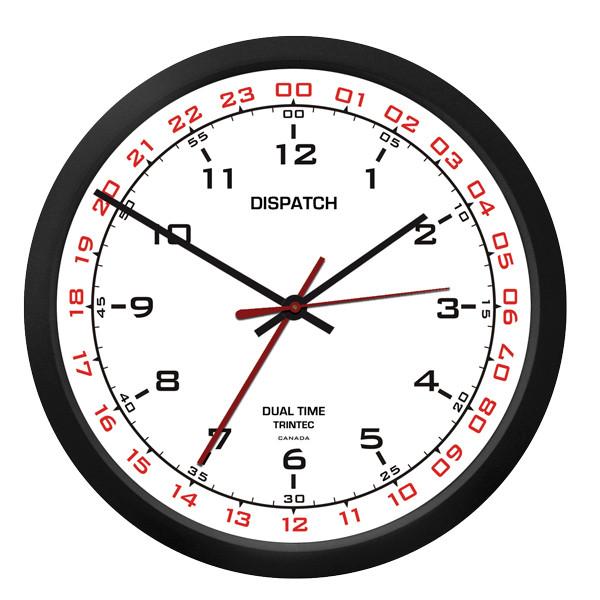 【Trintec ZULUTIME Dual Time Clock】 掛け時計 （白） 10" 24時間計 DSP-02
