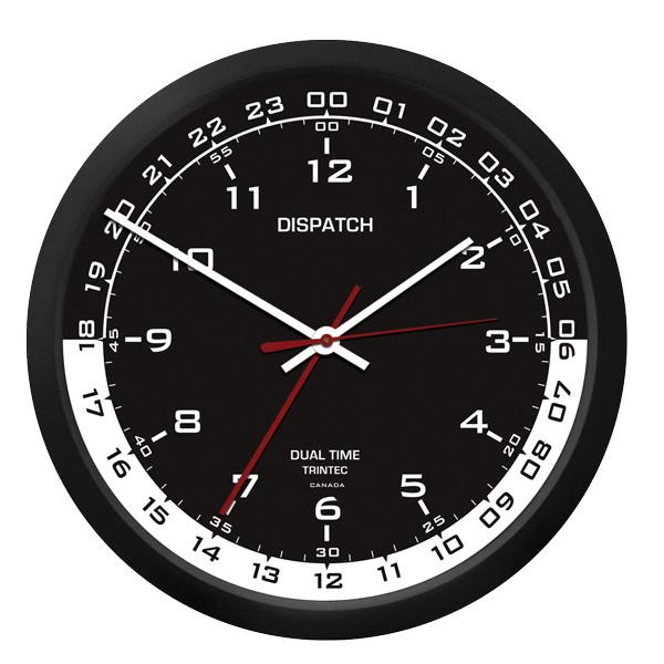 【Trintec ZULUTIME Dual Time Clock】 掛け時計 （黒/白） 10" 24時間計 DSP-04
