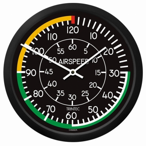 【Trintec Modern Airspeed Round Clock】 航空計器 速度計 掛け時計 2061