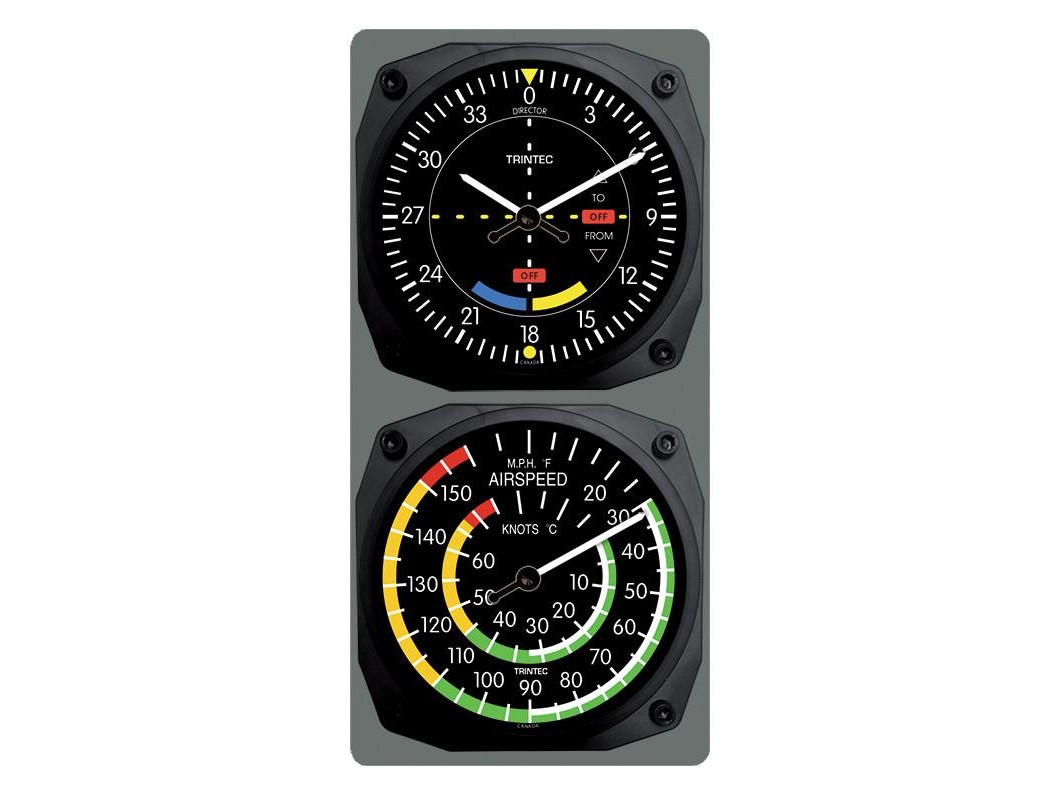 【Trintec VOR/Airspeed】 航空計器 掛け時計 & 温度計 9064/9061