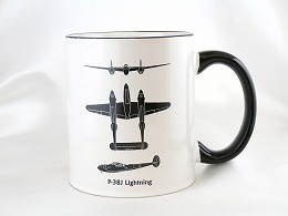 P-38 ライトニング マグカップ（ブラックハンドル）