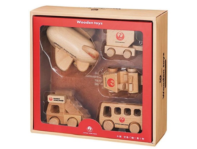 ※ジャンク品　JAL Wooden toys 木製 ひこうき セット