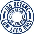 『100 OCTANE/LOW LEAD ONLY FUEL PLACARD』